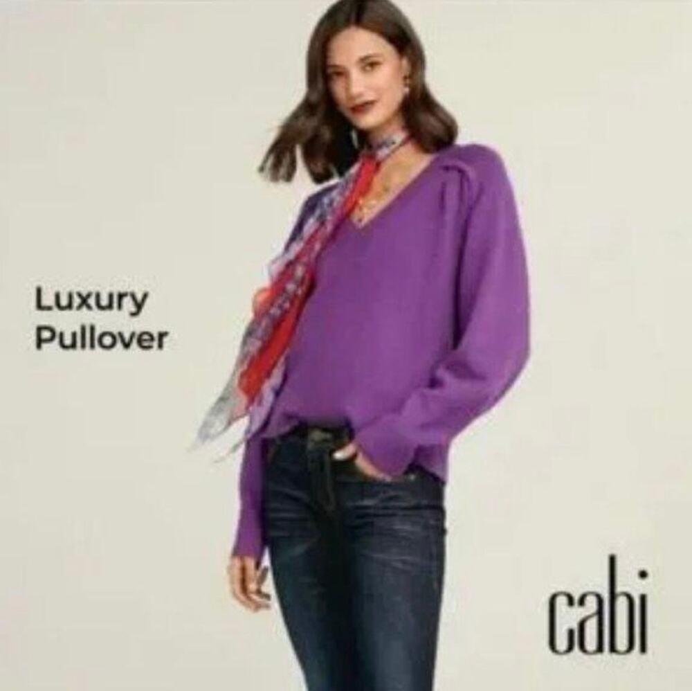 Cabi Style 4098 Purple V-Neck Sweater | Size Large | Soft Knit Pullover
